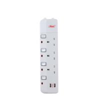 Power strip, Multi Series, British, 3 gangs, switch, 2 USB, white