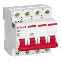 Miniature circuit breaker HDB3W - 18 mm AC - C - 3P+N - 3 kA - 63 A
